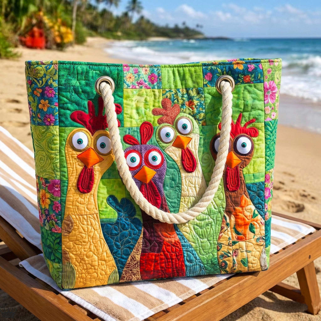 Χειροποίητη Τσάντα Θαλάσσης – Funky Chicken Art Sand
