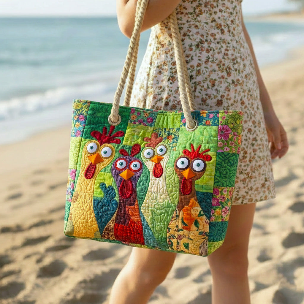 Χειροποίητη Τσάντα Θαλάσσης – Funky Chicken Art Sand