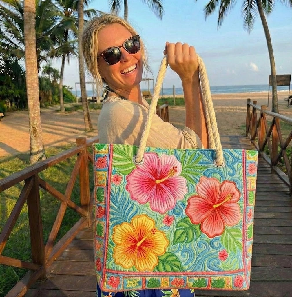 Χειροποίητη Τσάντα Θαλάσσης – Tropical Flower