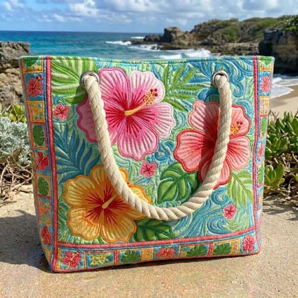 Χειροποίητη Τσάντα Θαλάσσης – Tropical Flower