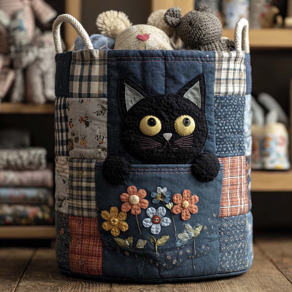 Καλάθι Απλύτων – Denim Kitty