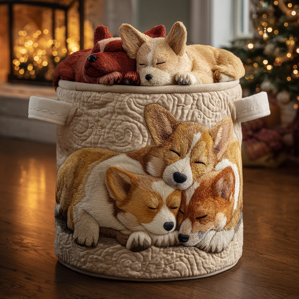 Καλάθι Απλύτων – Holiday Corgi Dreams