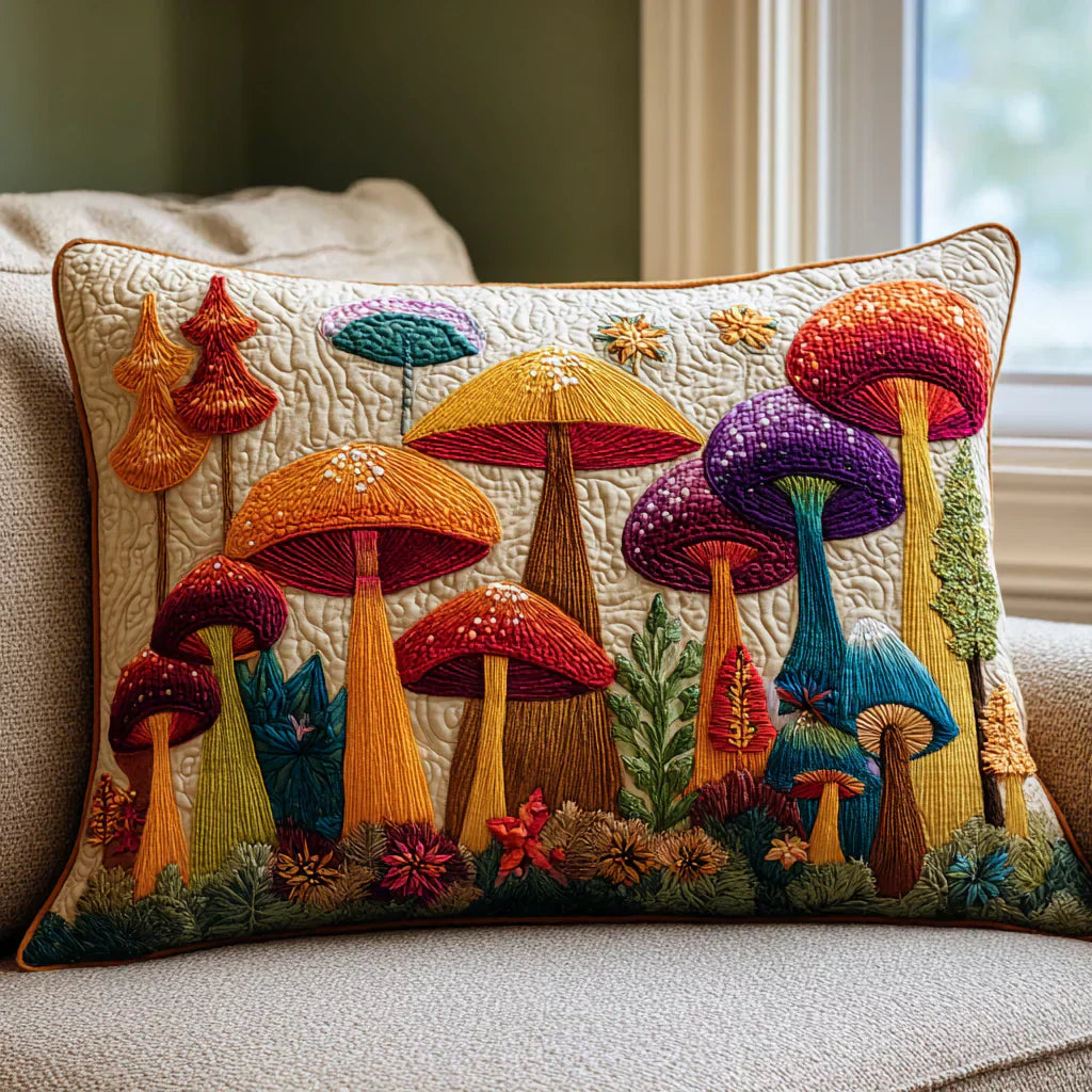 Καπιτονέ Μαξιλαροθήκη – Mushroom Garden