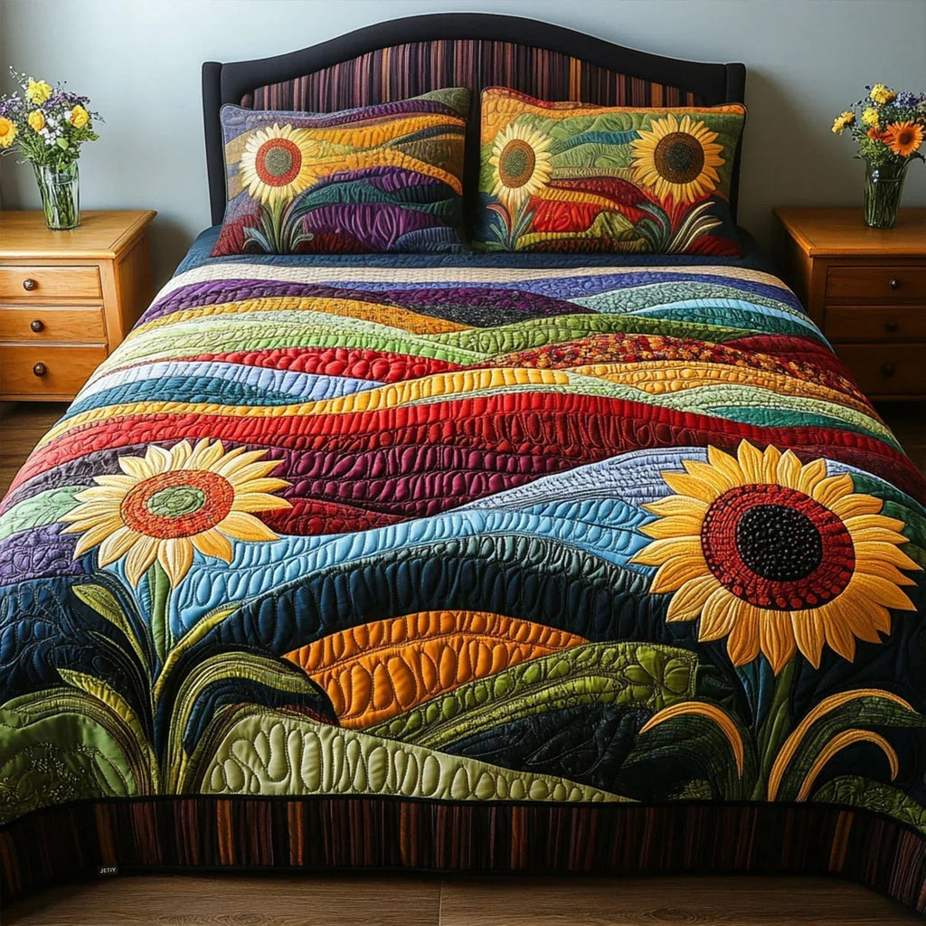 Καπιτονέ Σετ Κλινοσκεπασμάτων 3 Τεμαχίων – Sunflower Field